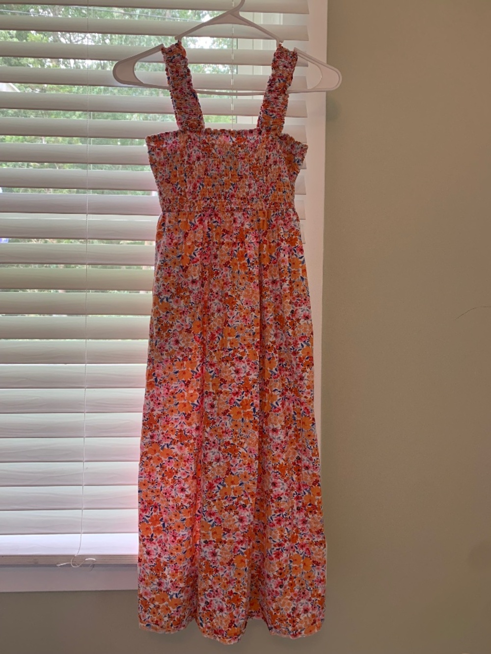 Old navy smocked floral midi dress xs